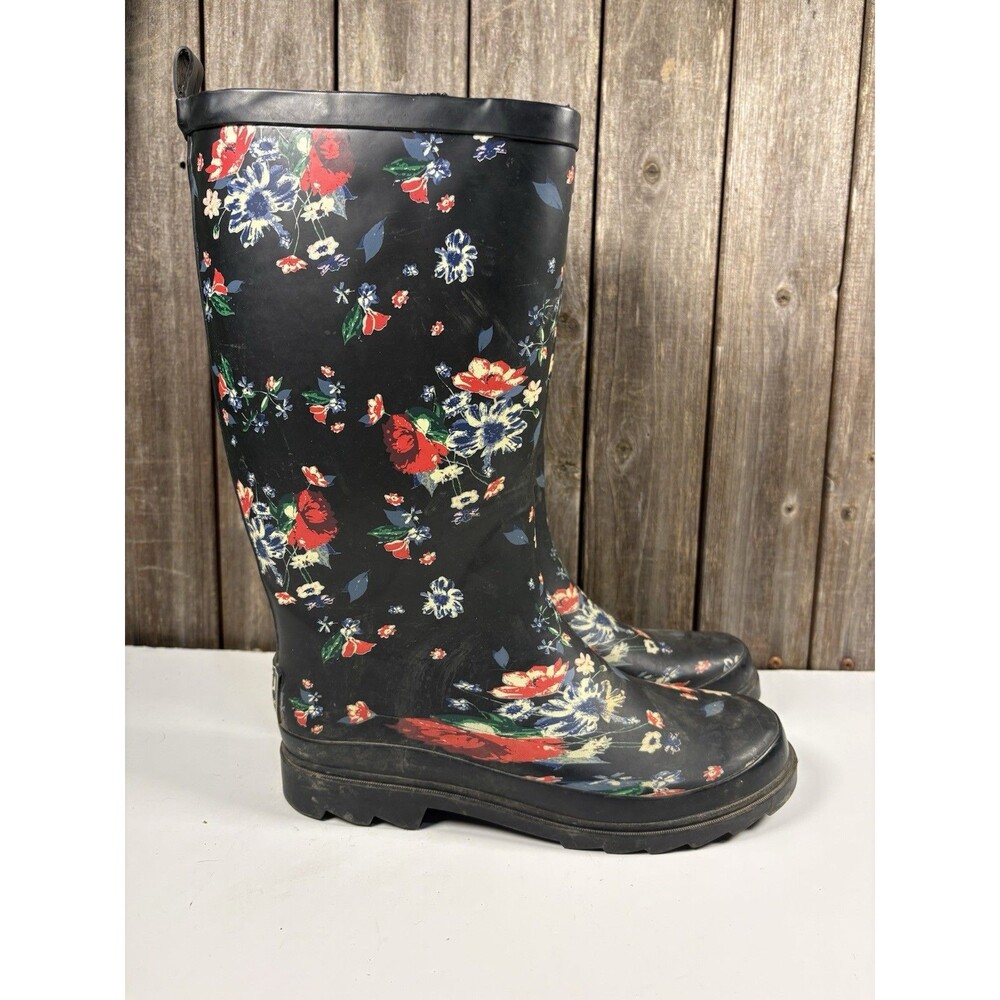 Austin Trading Co. Floral Black Women's US Size 8 Rain Boots